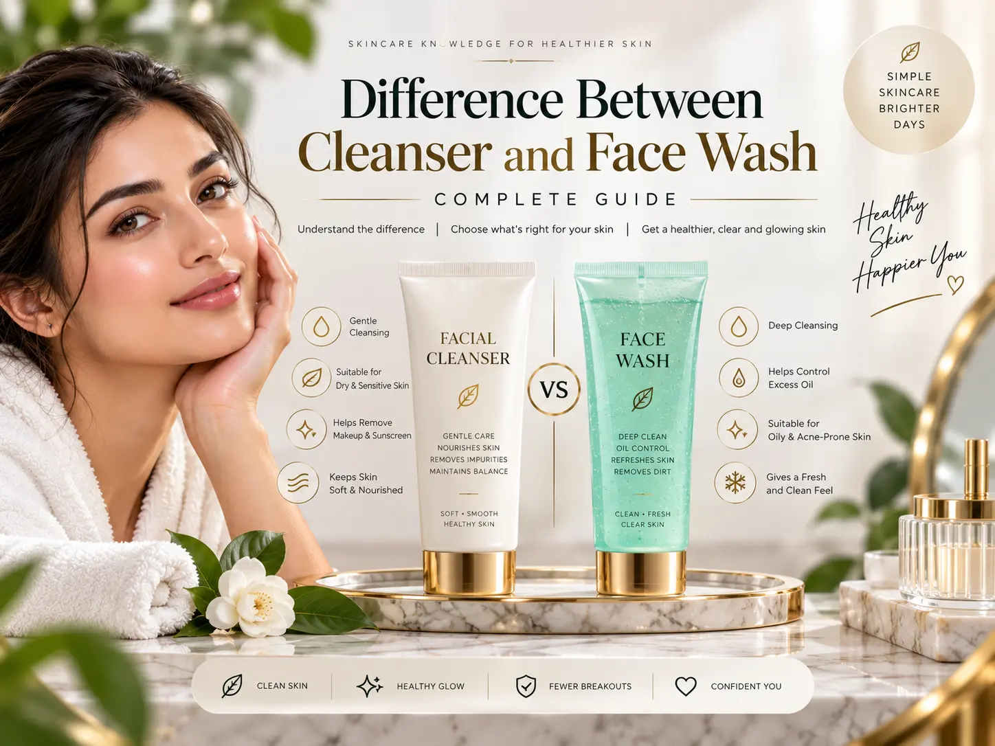 Difference Between Cleanser and Face Wash Complete Guide