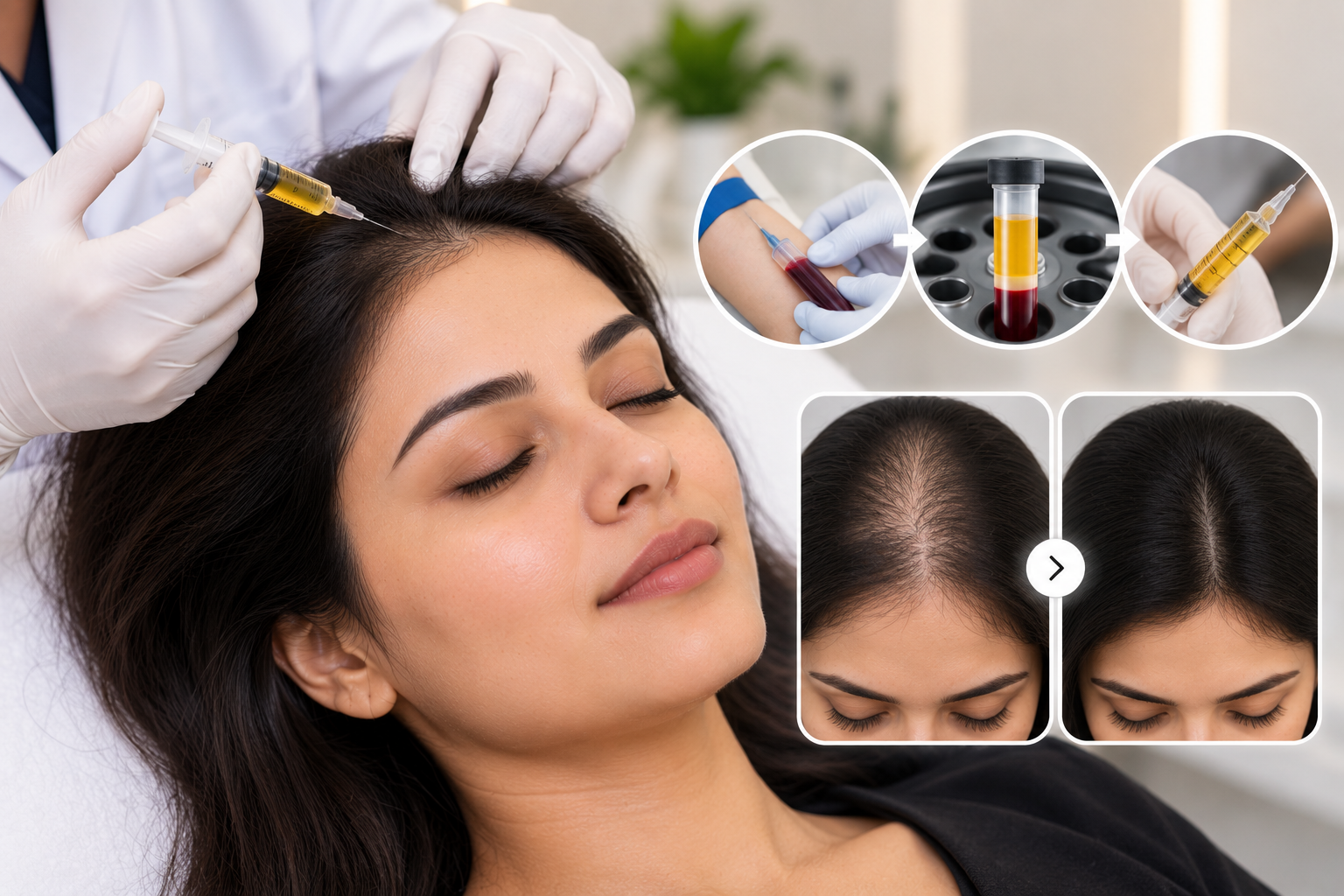 Dermatologist performing PRP hair treatment